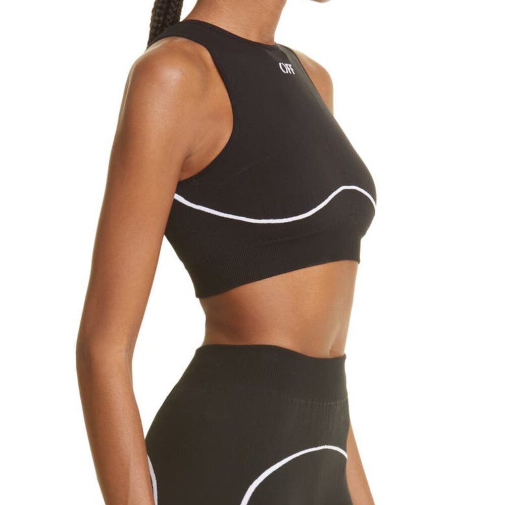 Black and White Athletic Logo Seamless Bra Size S-M - Picture 8 of 8